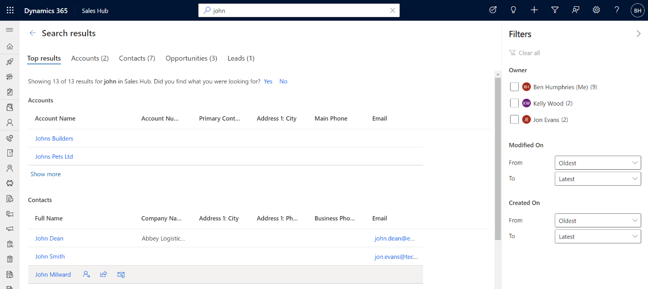 Simplifying your Microsoft Dynamics 365 CRM Search