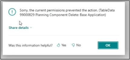 Microsoft Business Central permission errors