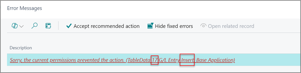 what is my permission error Business Central