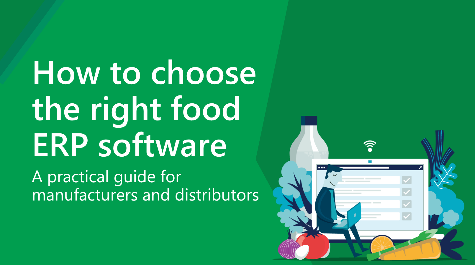 choosing right food ERP animated computer screen with a man and food products