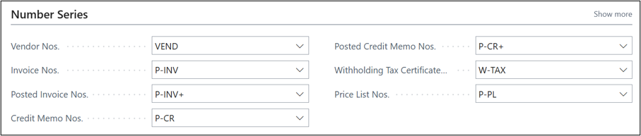 Number series within Purchases & Payables in Business Central
