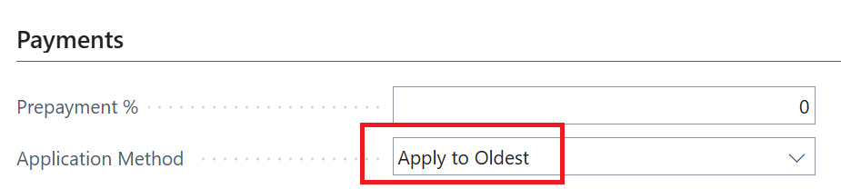 apply to oldest business central