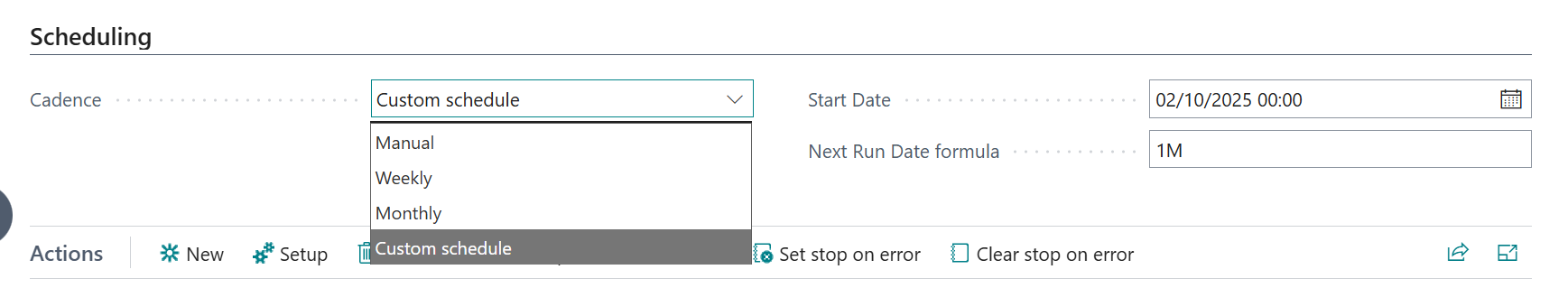 next run date business central