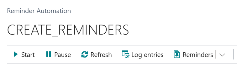 create reminders business central