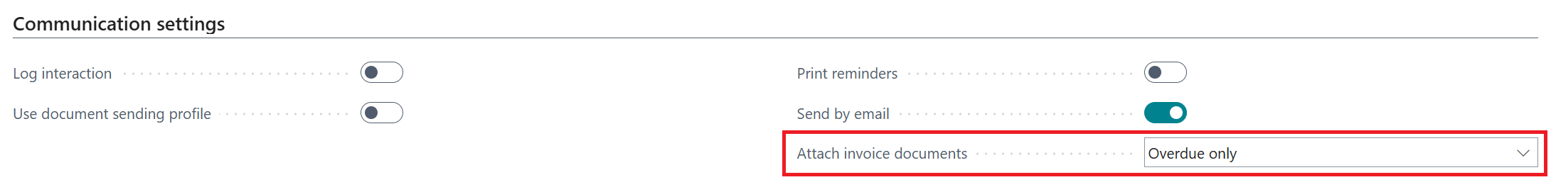 reminders business central