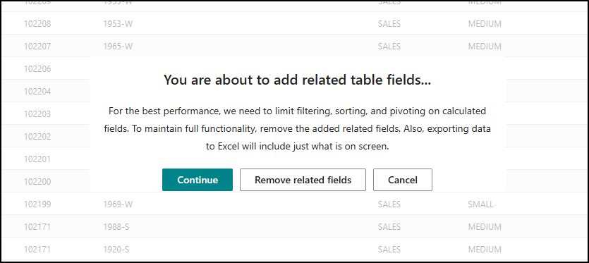 related table fields Business Central