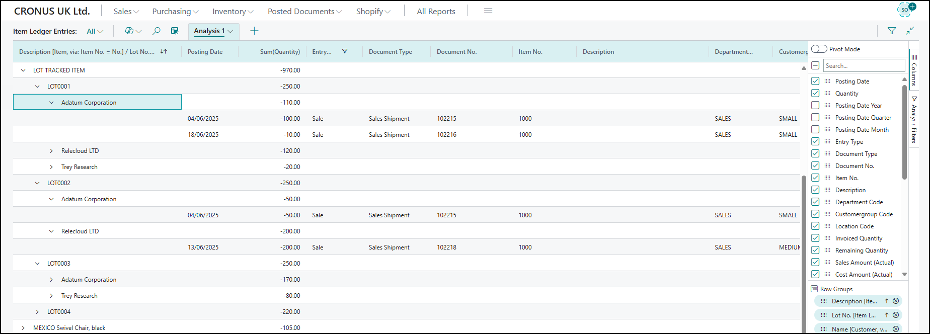 analysis mode enhancements Business Central