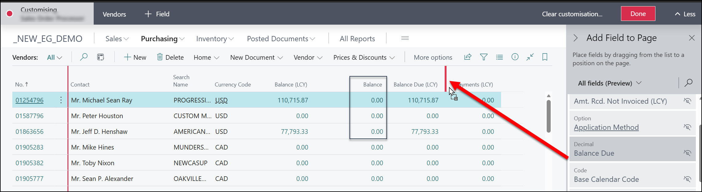 add fields Business Central