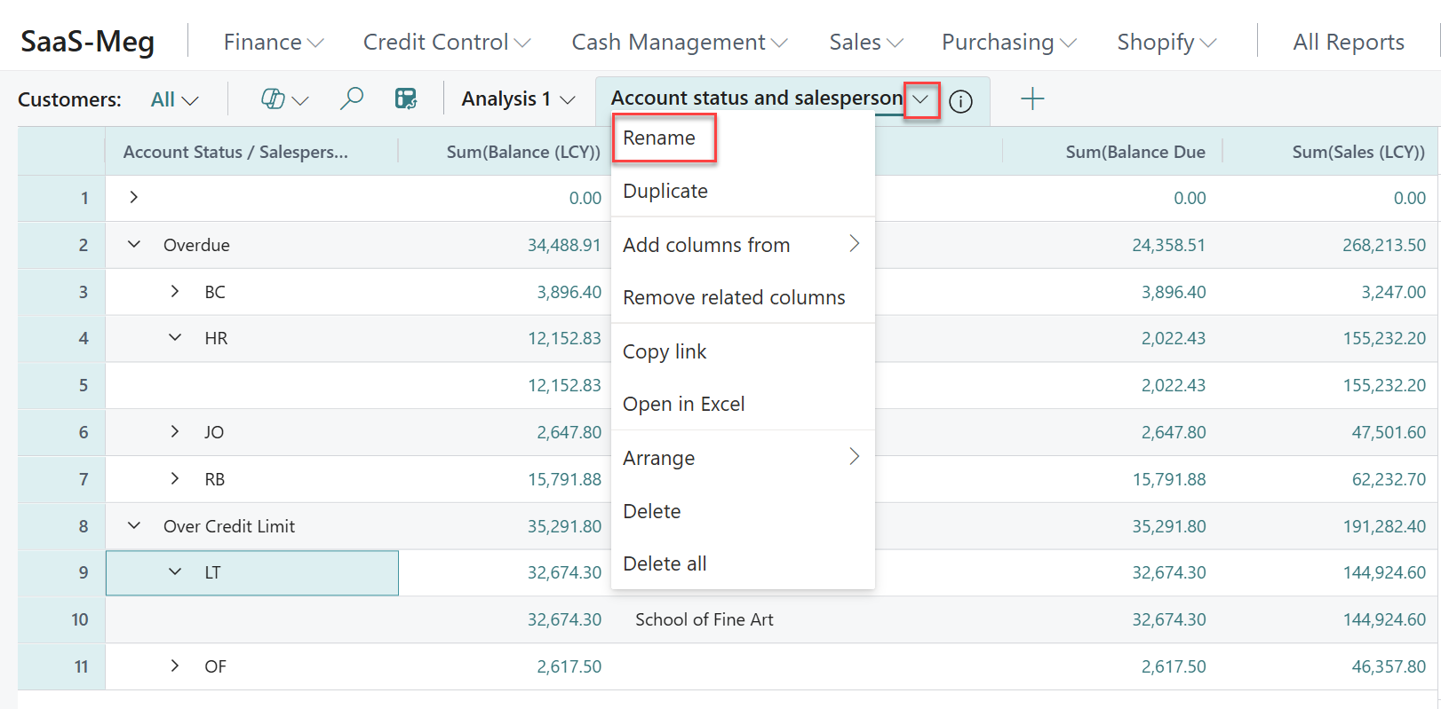 analyse view business central copilot