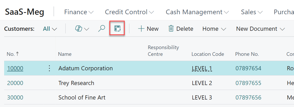analyse view business central