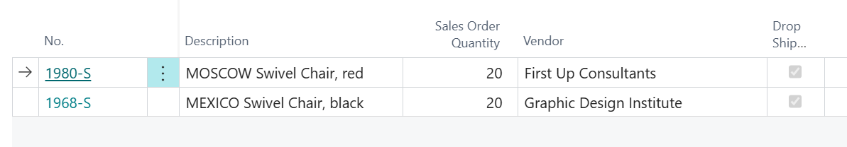 purchase orders business central