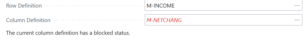row and column definitions Business Central