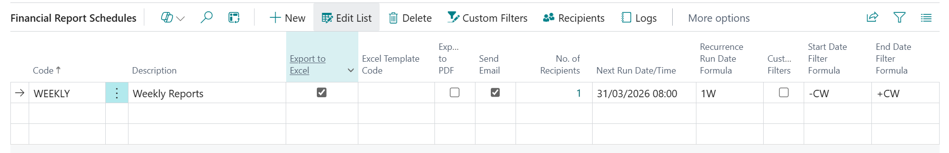 export reports Excel PDF Business Central