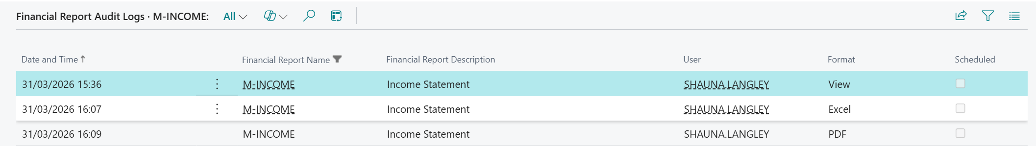 audit logs Business Central
