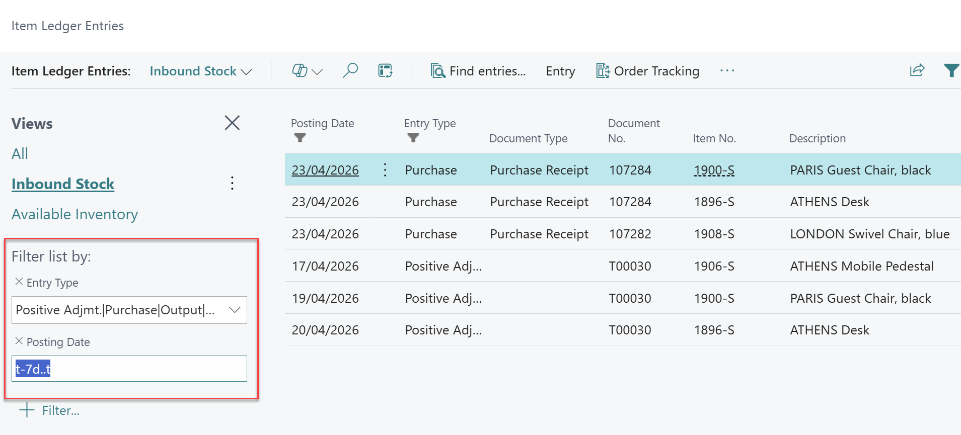 posting date field business central