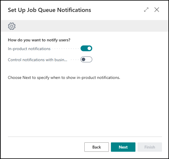 in-product notifications Business Central