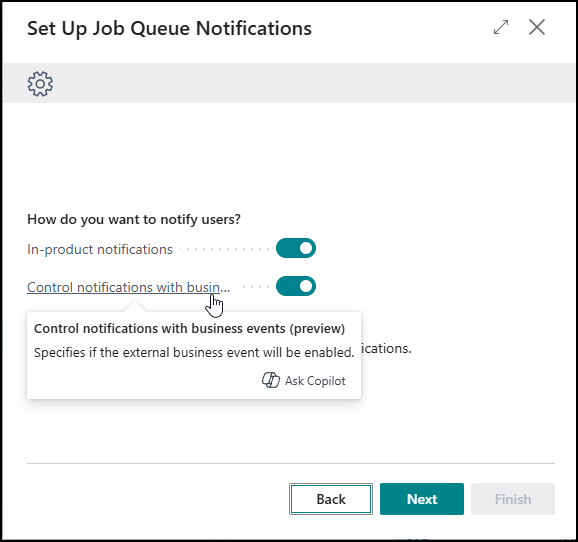 job queue wizard Business Central