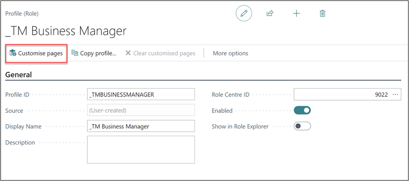 customise pages Business Central