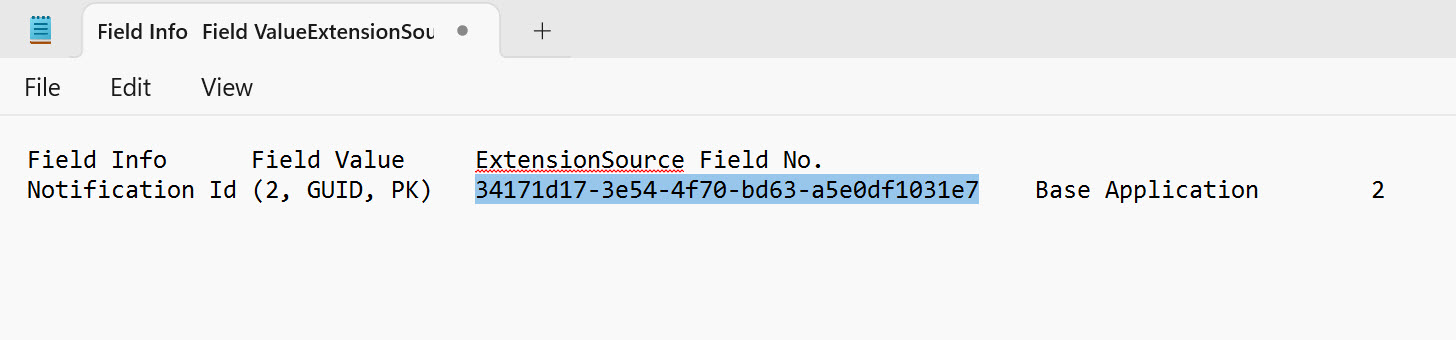field info Business Central
