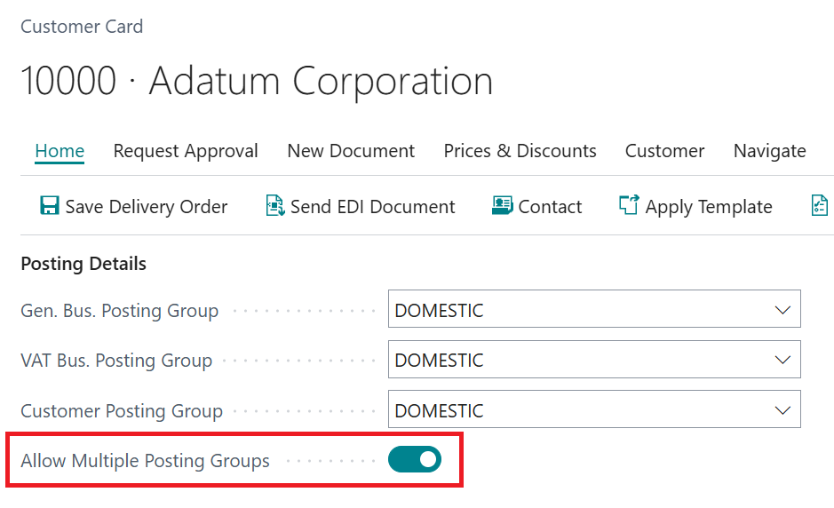 customer card business central