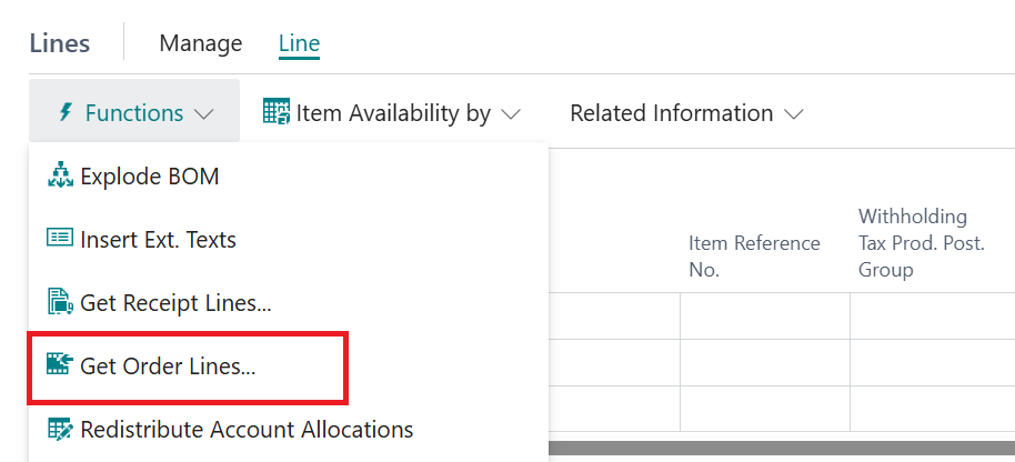 get order lines Business Central