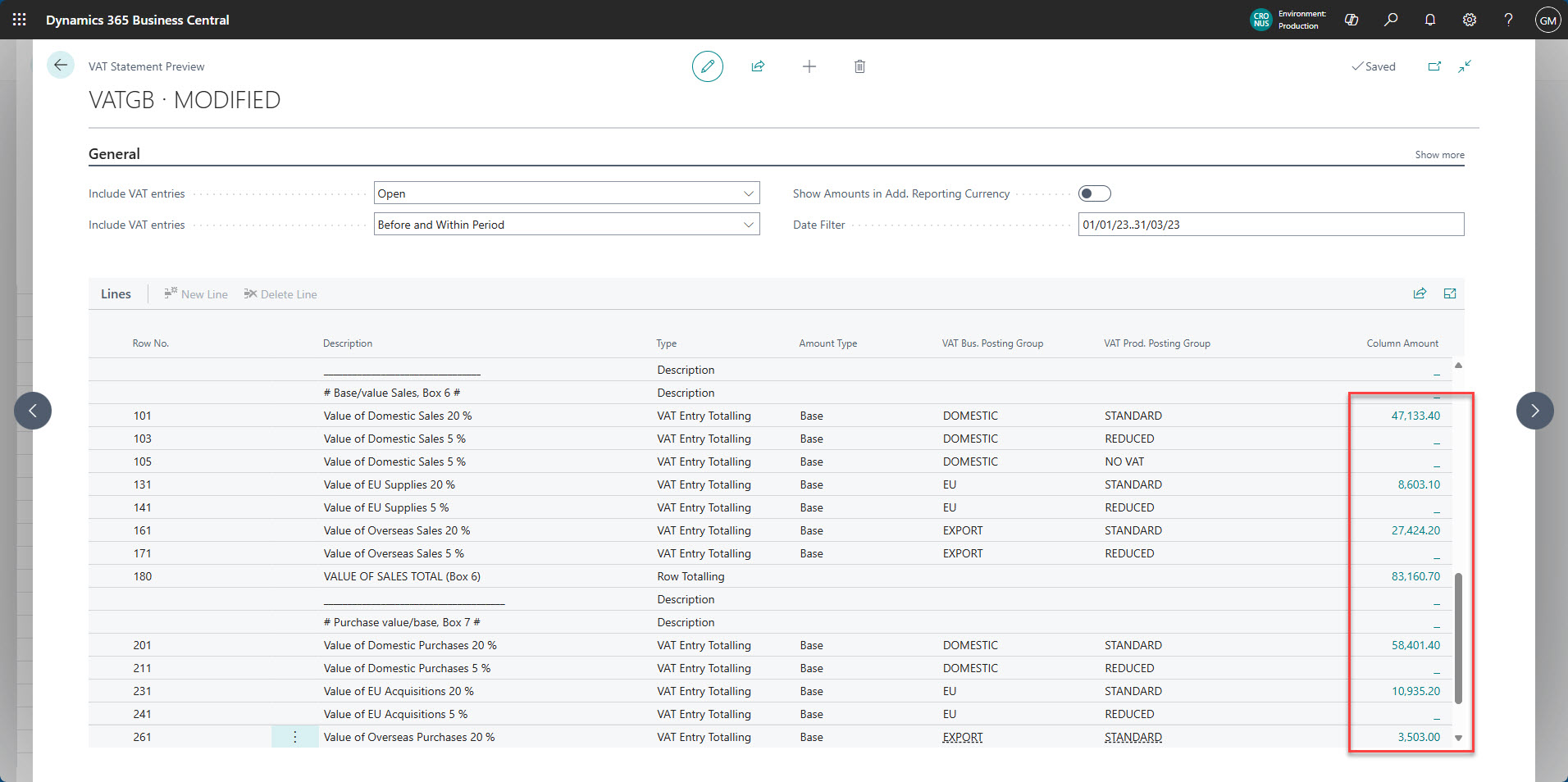 preview VAT statement Business Central