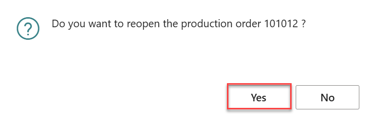 open production order Business Central
