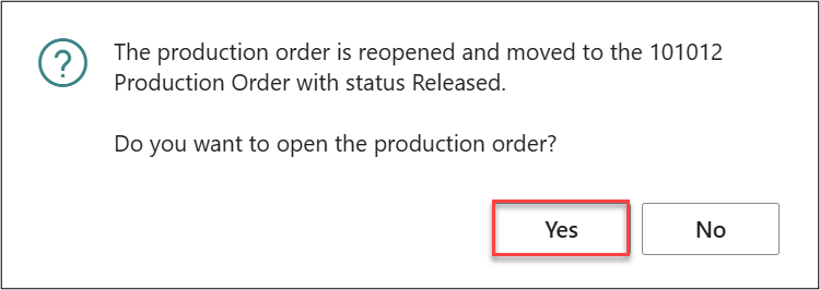 open production order BC