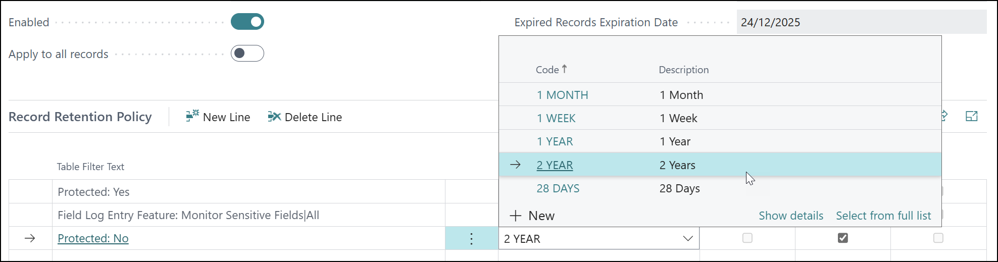 protected data business central