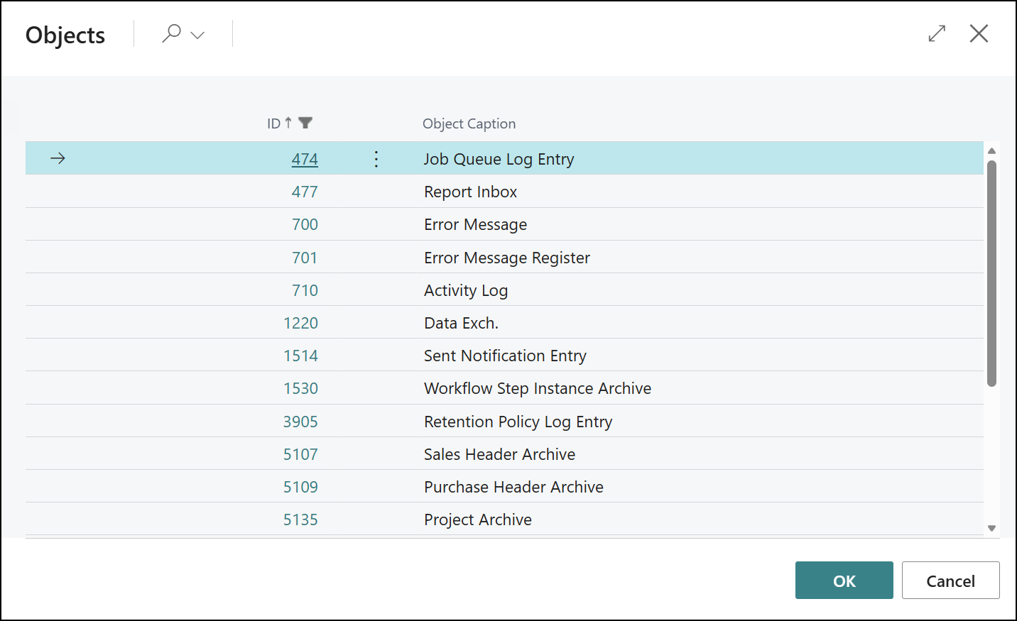 job queue log entry business central