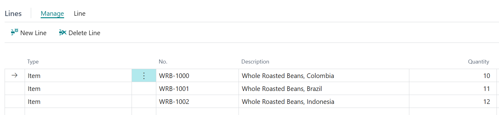 recurring sales lines business central
