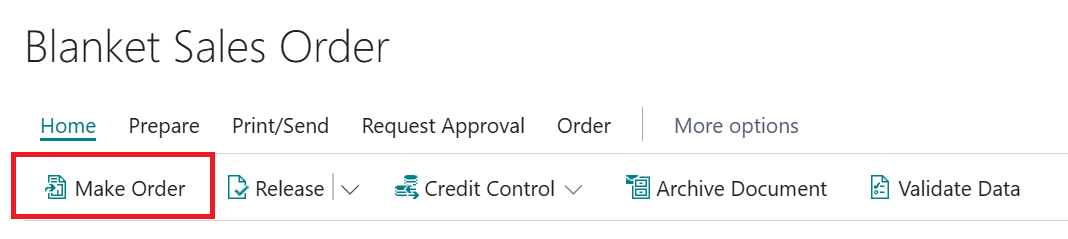 blanket sales order business central