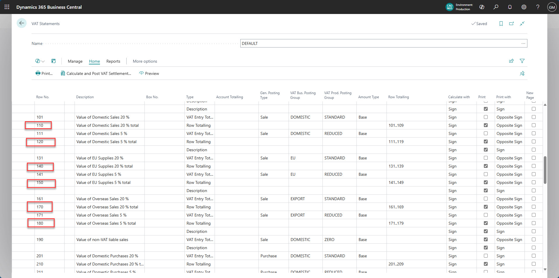 cleaning VAT statements Business Central