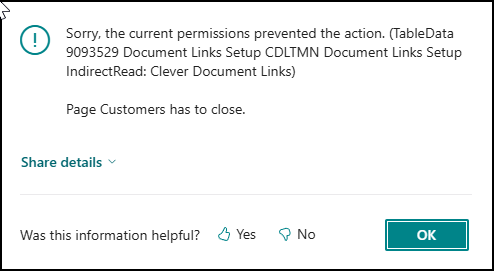 permission error Business Central