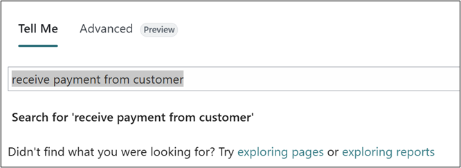Searching the in the standard 'Tell Me' option
