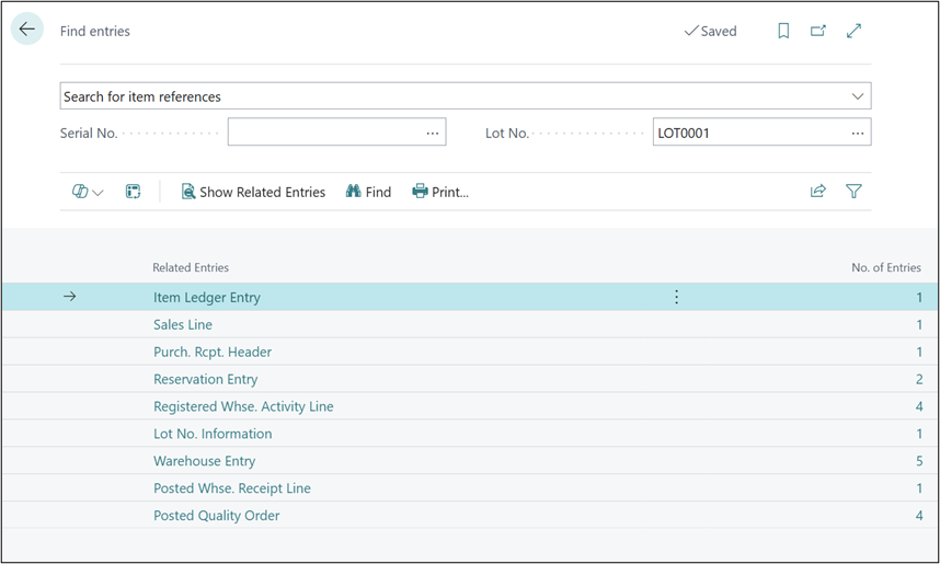 Searching for item references in Microsoft Dynamics 365 Business Central