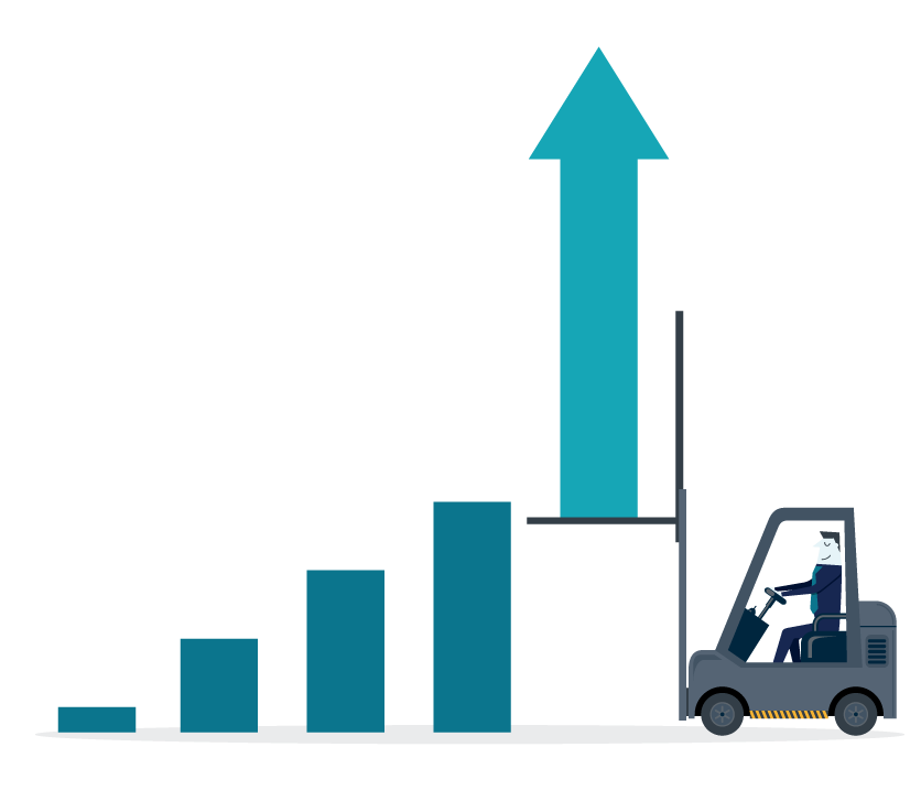 forklift with arrows