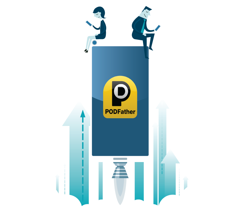 Podfather on phone graphic