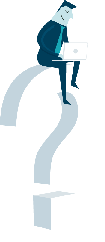 man sitting on question mark