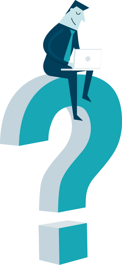 man sitting on question mark