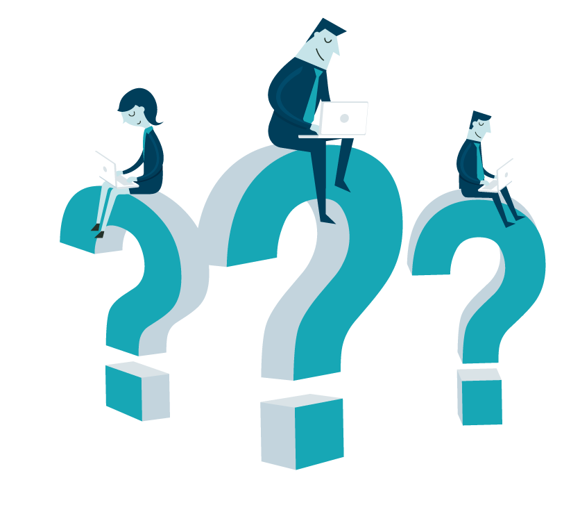 graphic of people sitting on a question mark