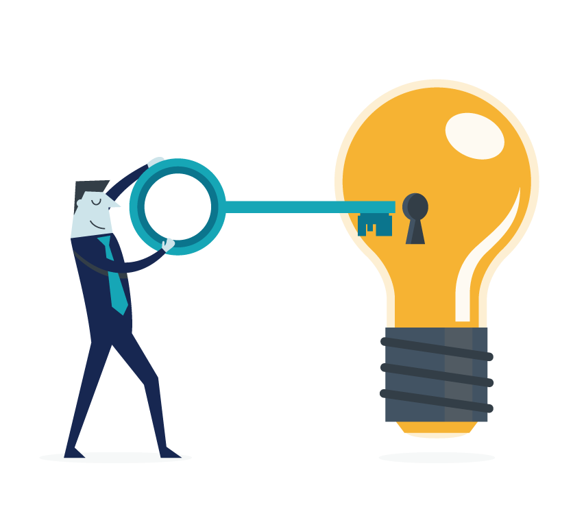 lightbulb and key